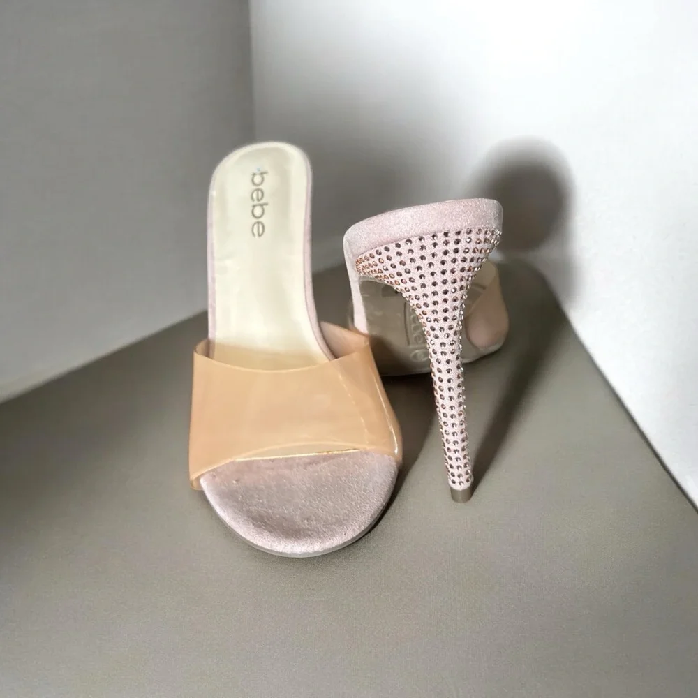 bebe Nude Clear Strap Slide Sandals - Picture 2 of 3